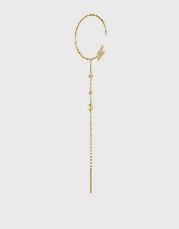 Ruifier Jewelry  Modern Words Fine Lightning 18ct Yellow Gold Single Drop Earring 