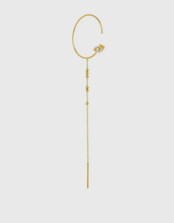 Ruifier Jewelry  Modern Words Fine Iris 18ct Yellow Gold Single Drop Earring 