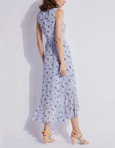 Floral Printed Georgette Wrapped Midi Dress