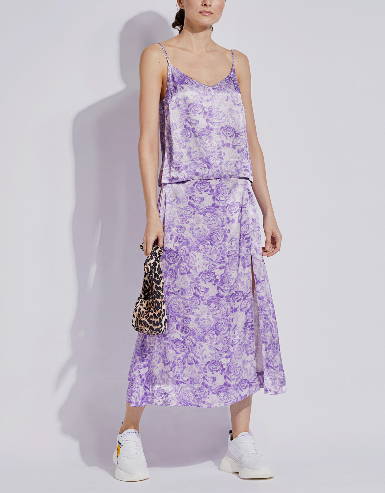 ganni purple floral dress GANNI Purple Sheer Flower Dress