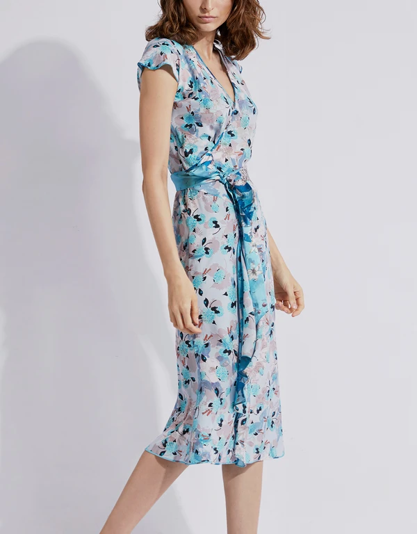 Diane Von Furstenberg Gwendolyn Reversible Satin Midi Wrap Dress