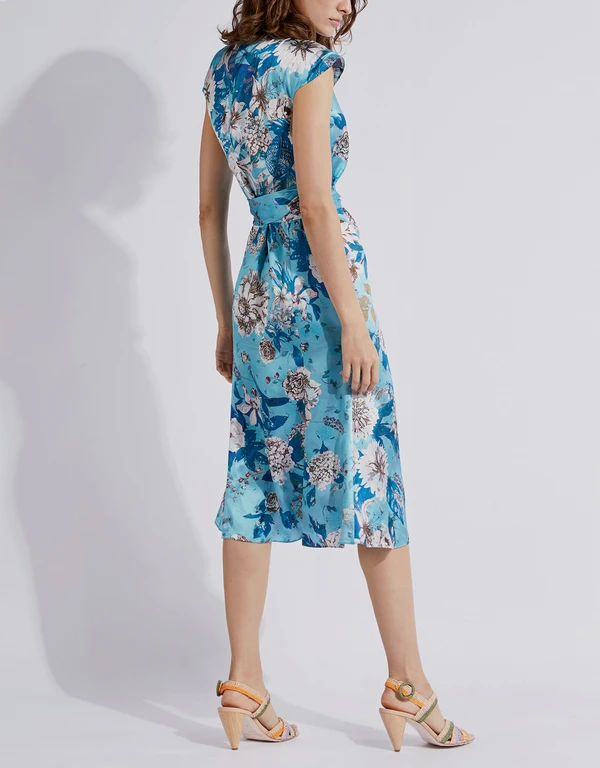 Diane Von Furstenberg Gwendolyn Reversible Satin Midi Wrap Dress