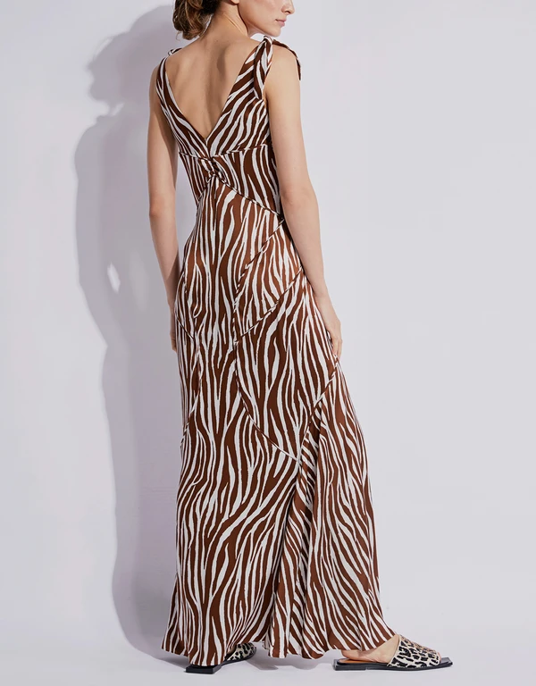 Diane Von Furstenberg Scarlette Zebra-print Satin Maxi Dress