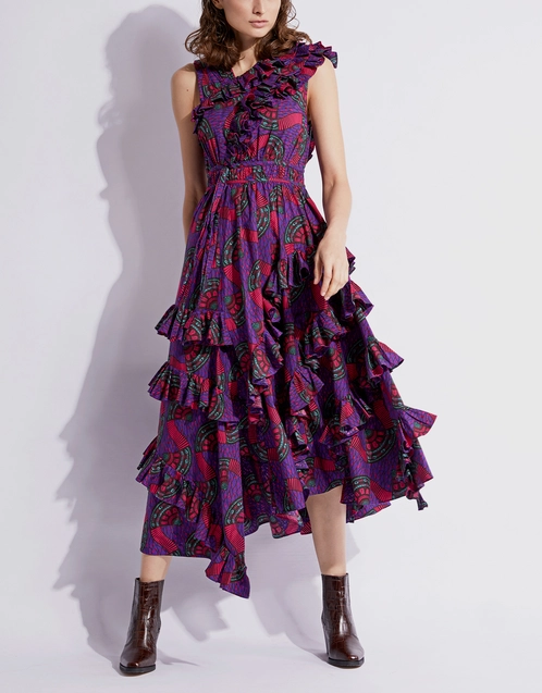 Imogen Printed Ruffled Maxi Dress