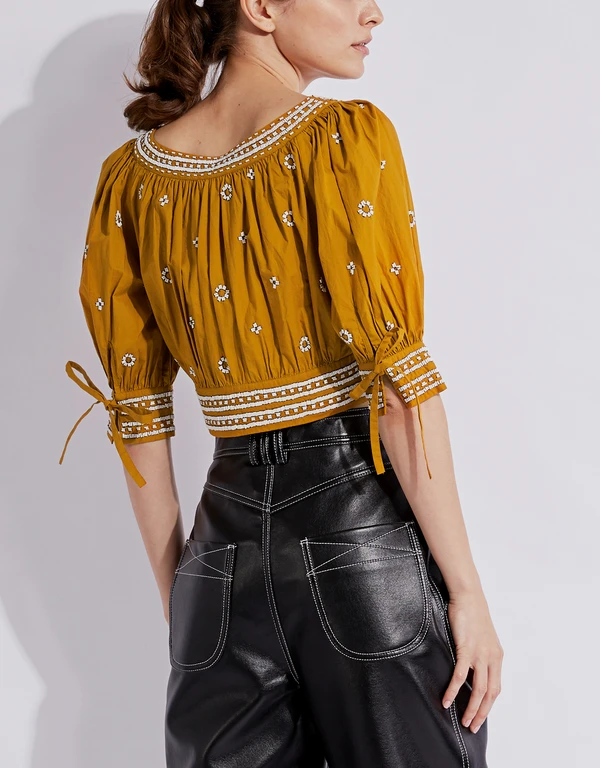 Zola Bead-embellished Cropped Top