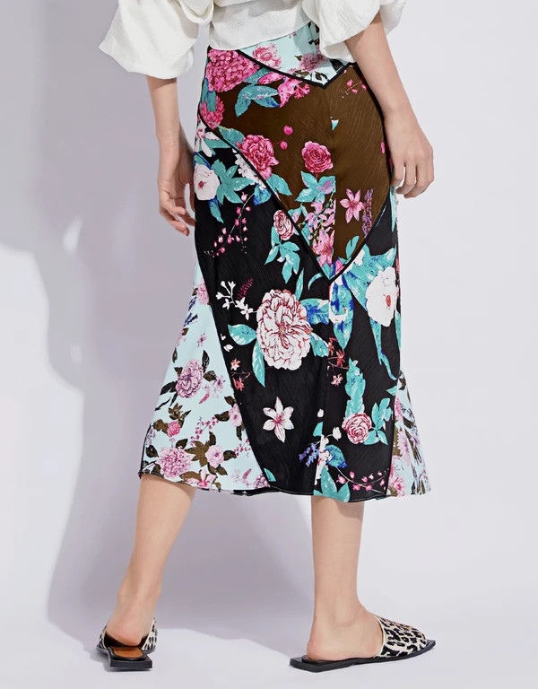 Diane Von Furstenberg Mariel Floral Jacquard Midi Skirt