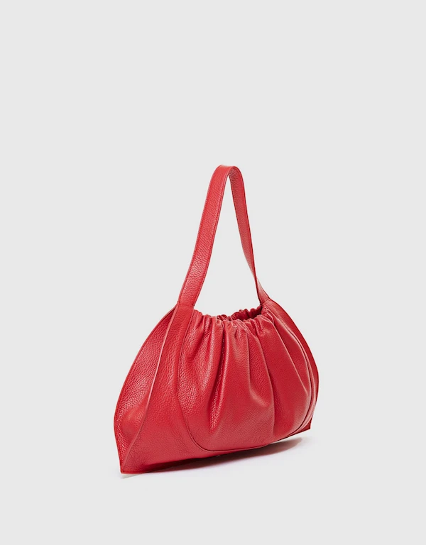 Behno Ana Large Pebble Leather Tote Bag-Red
