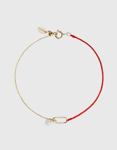 Astra Moonlight 18ct Yellow Gold with Red Cord Bracelet 