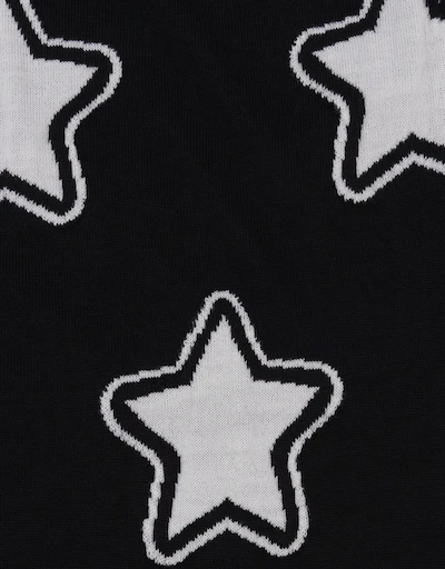 星星背心針織上衣-Black White