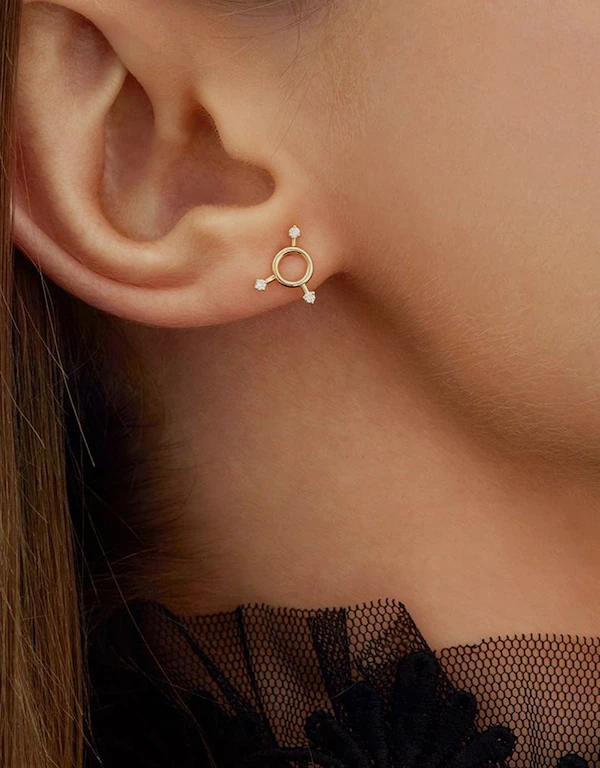 Ruifier Jewelry  Scintilla Sol Orb 18ct Yellow Gold Diamond Stud Earring 