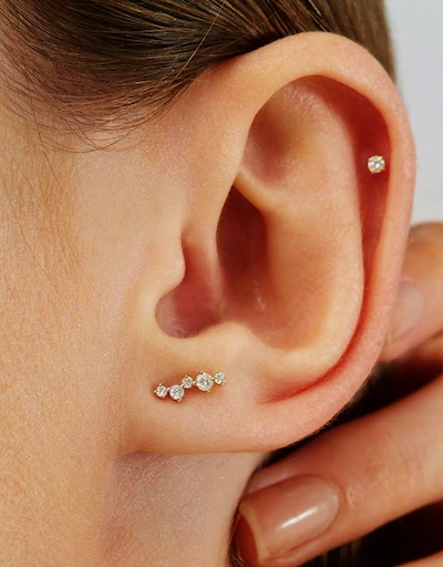 Scintilla Alpha Ray 18ct Yellow Gold Diamond Stud Earring 