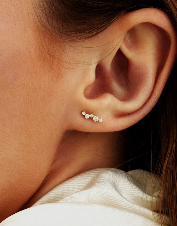 Ruifier Jewelry  Scintilla Alpha Ray 18ct 黃金鑽石耳釘耳環