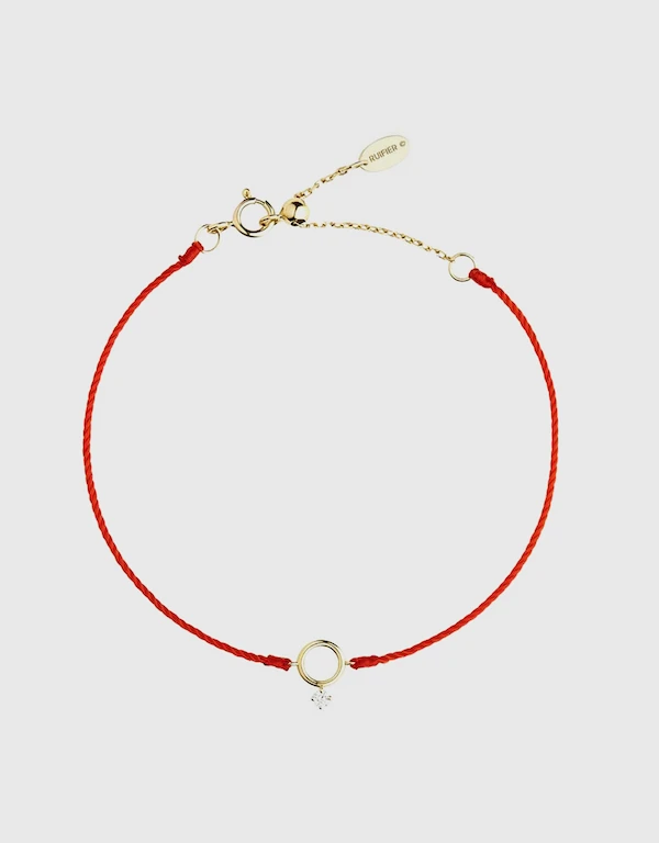 Scintilla Polaris Orb 18ct Yellow Gold and Red Cord Bracelet 