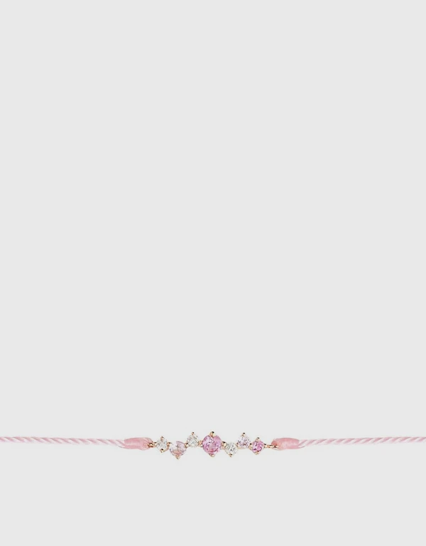 Ruifier Jewelry  Scintilla Epta Ray Fusion Rose Pink Cord with Pink Diamond Bracelet 