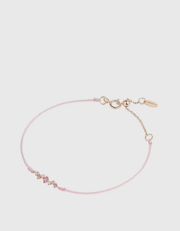Ruifier Jewelry  Scintilla Epta Ray Fusion Rose Pink Cord with Pink Diamond Bracelet 