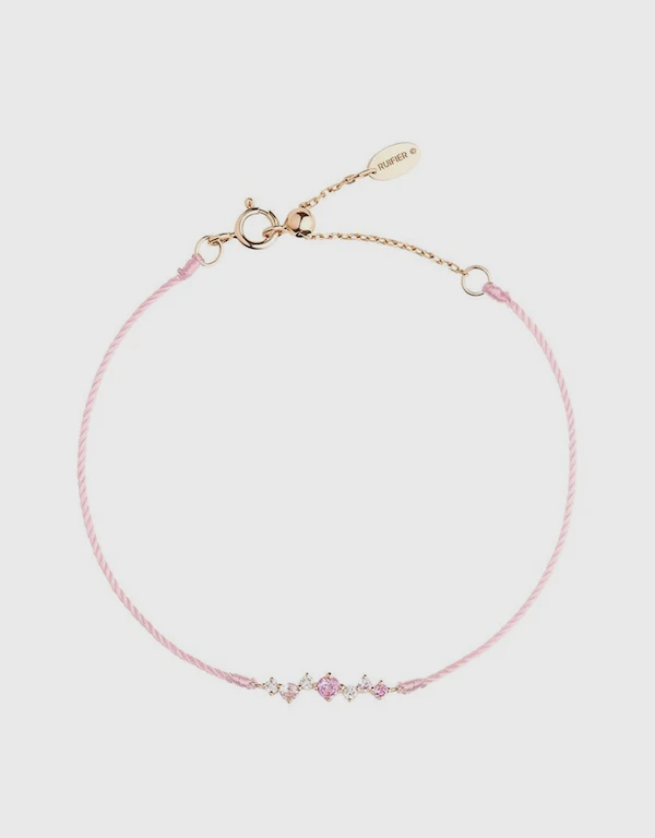 Ruifier Jewelry  Scintilla Epta Ray 玫瑰粉色繩帶粉色鑽手鍊