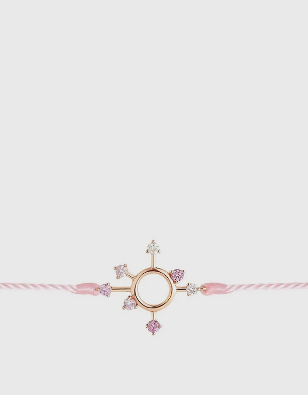 Ruifier Jewelry  Scintilla Epta Orb Fusion 18ct Rose Gold and Rose Pink Cord with Diamonds Bracelet 