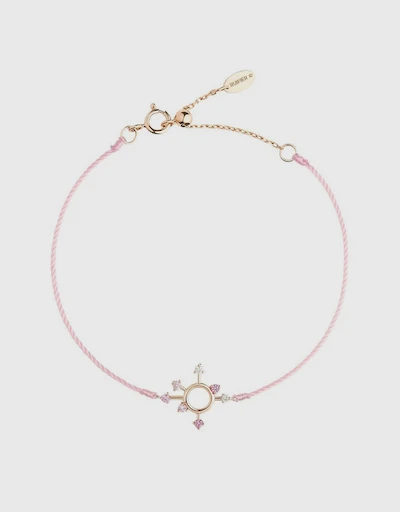 Scintilla Epta Orb Fusion 18ct Rose Gold and Rose Pink Cord with Diamonds Bracelet 