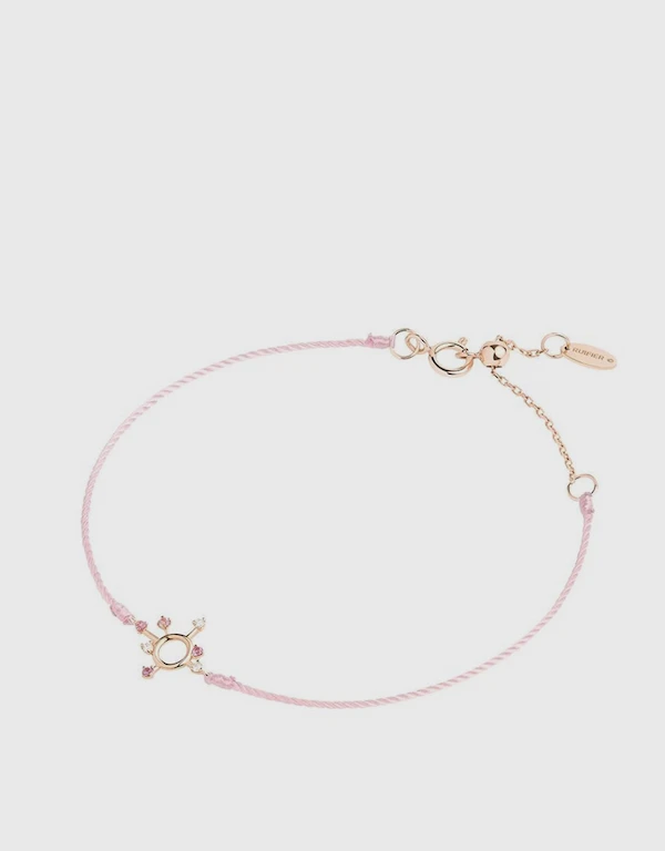 Ruifier Jewelry  Scintilla Epta Orb Fusion 18ct Rose Gold and Rose Pink Cord with Diamonds Bracelet 