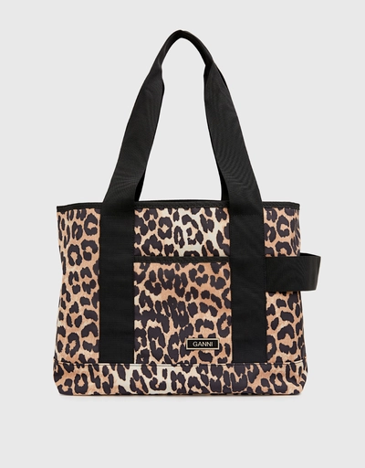 Leopard Recycled Tech Fabric Tote Bag