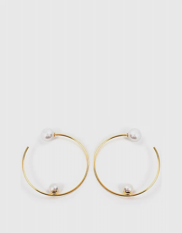 Joomi Lim Large Hoop  with Affixed Pearls and Pearl Backs Earrings