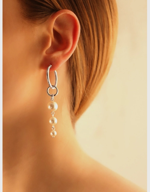 Pearl Drop Mini Hoop Earrings