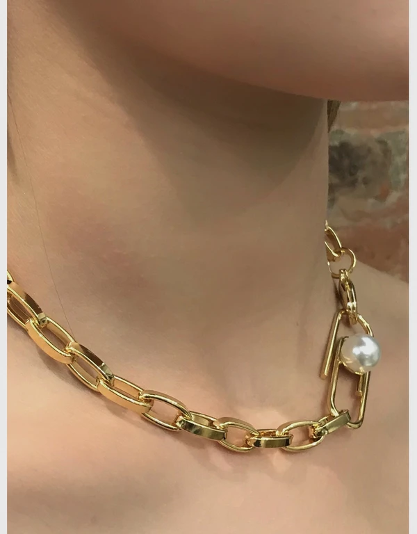 Joomi Lim 巨型迴紋針和珍珠貼頸項鍊