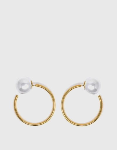 Mini Hoop Pearl Backs Earrings
