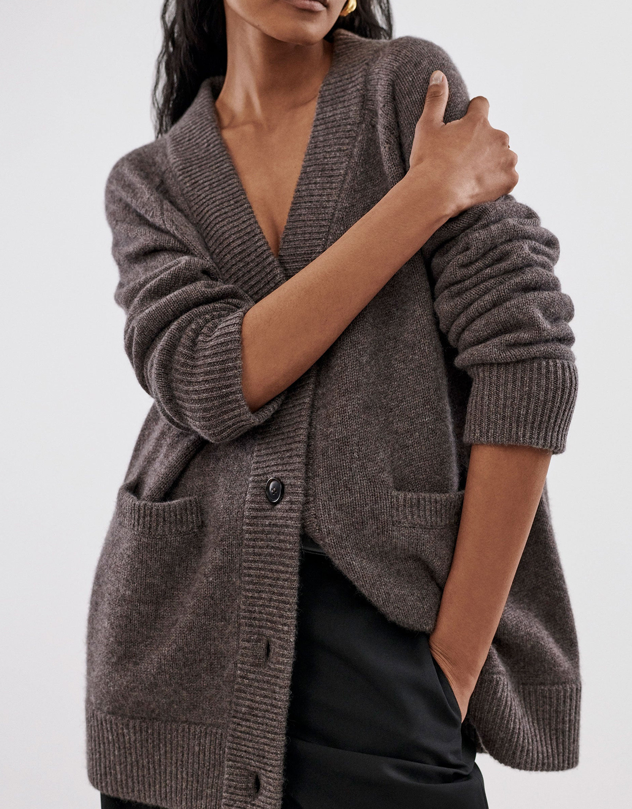 Oversized Wool Blend Melange Cardigan | Endource