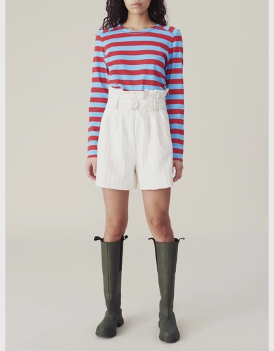 Suiting Striped Belted Shorts
