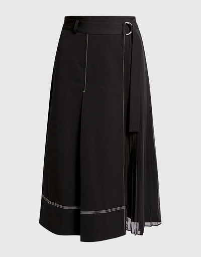 Audrey Pleated Wrap Midi Skirt