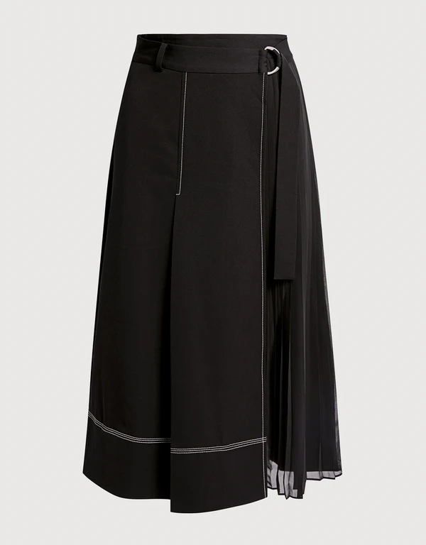 Jonathan Simkhai Audrey Pleated Wrap Midi Skirt