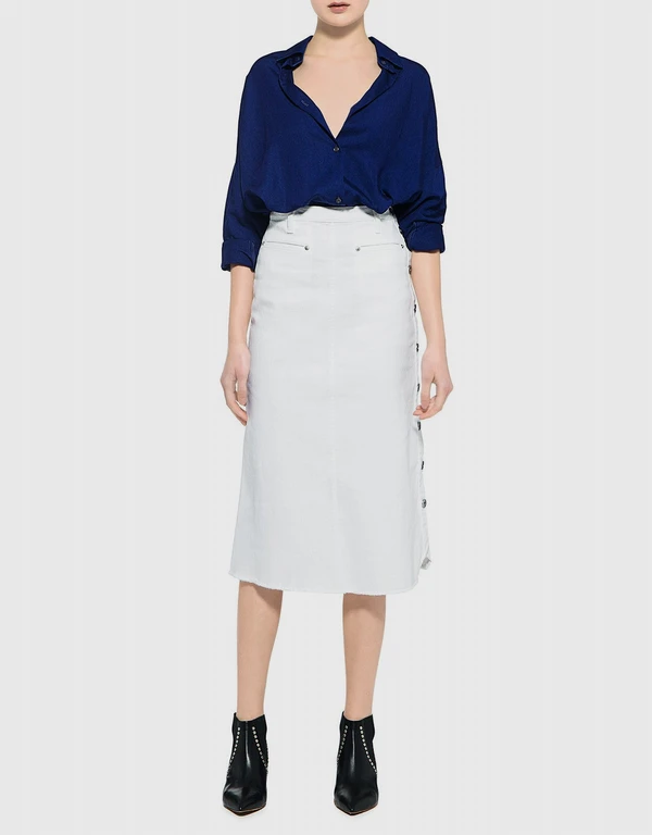 A-Line Denim Midi Skirt