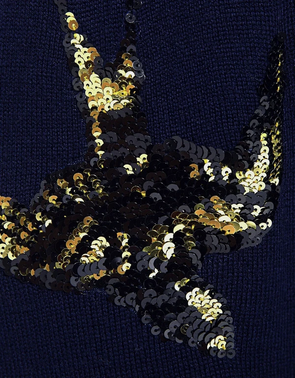 Markus Lupfer Merino Wool Bird Sequin Knitted Track Pants
