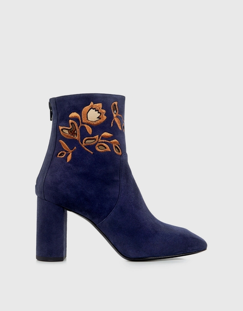Eugenia Kim Zooey Floral Embroidered Suede Ankle Boots (Boots,Heeled ...