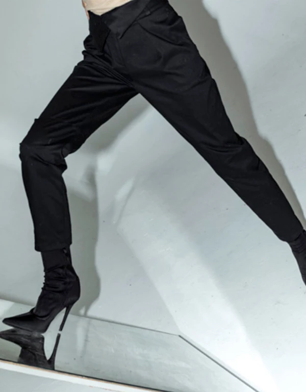 Structured Twill Fold-Over Pants