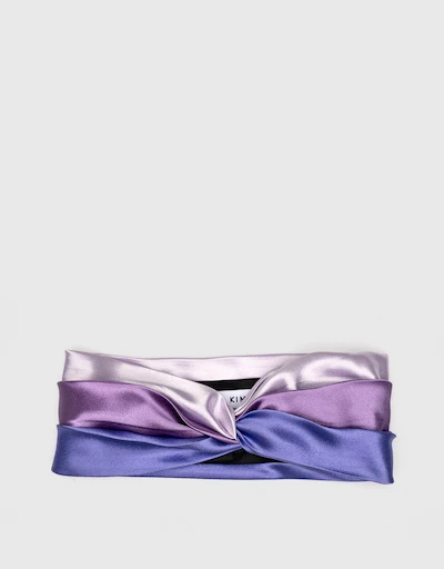 Hedy 緞面頭巾髮帶-Lavender Grape Periwinkle