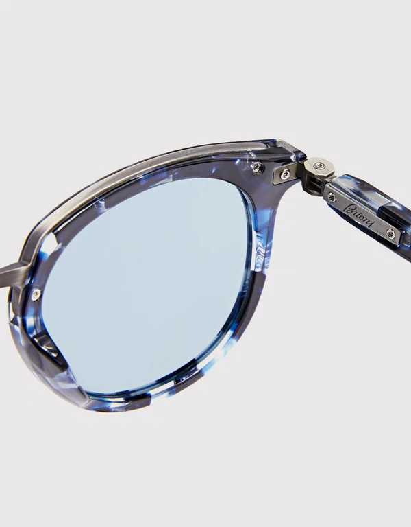 Brioni 琥珀紋圓框太陽眼鏡