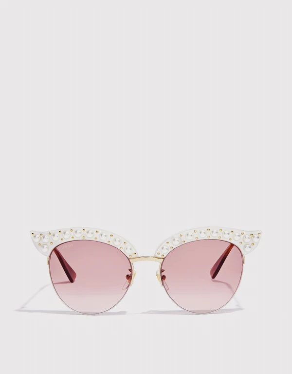 Gucci Pearl Cat-eye Sunglasses