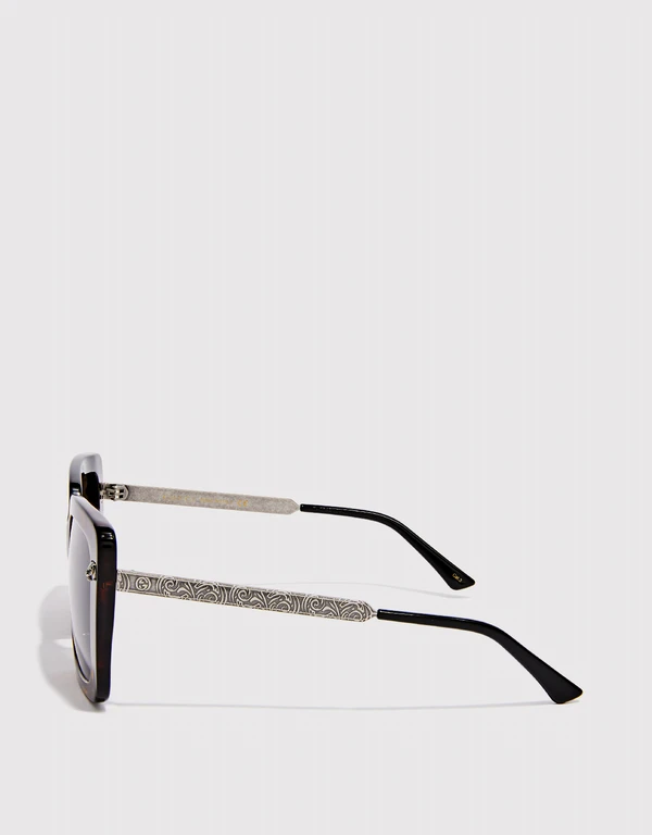 Gucci Gucci 虎頭綴飾玳瑁方框太陽眼鏡