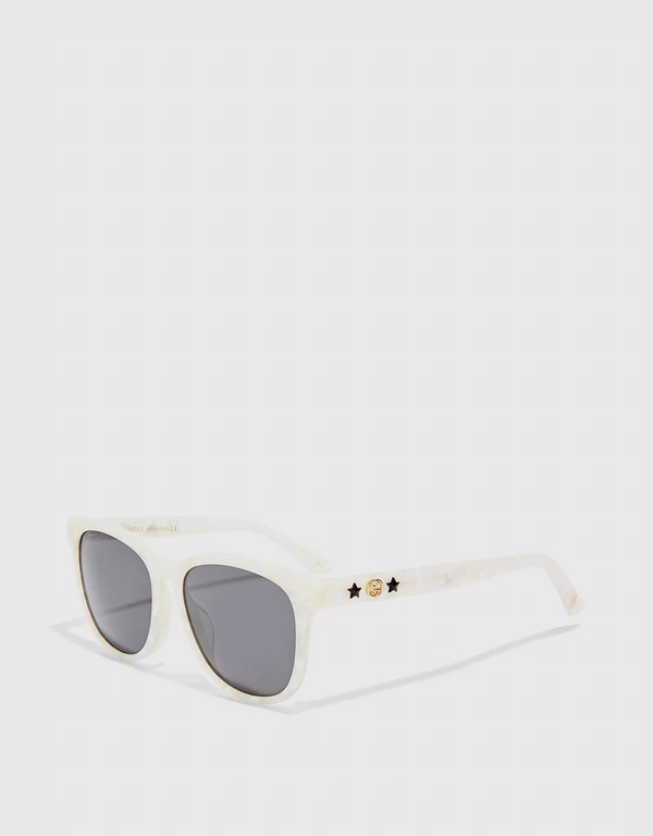Gucci Star Embellished Havana Mirrored Square Frame Sunglasses