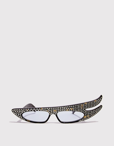 Crystal Havana Cat-eye Sunglasses