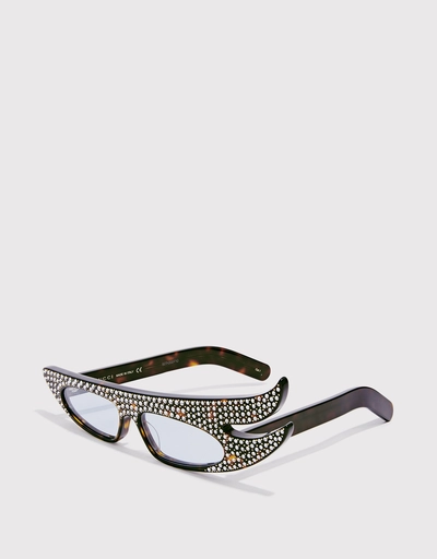 Crystal Havana Cat-eye Sunglasses