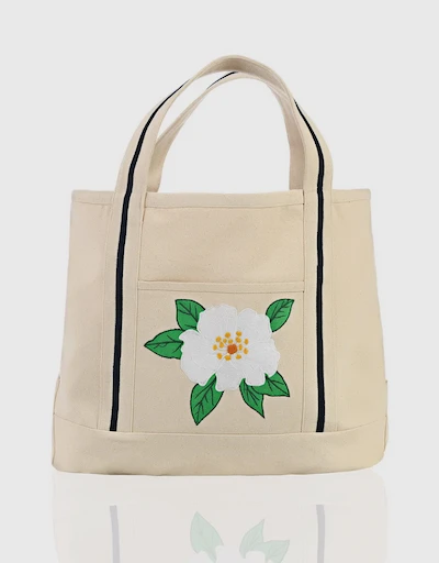 Magnolia Single Linen Canvas Tote Bag