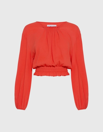 Palizada Balloon Sleeves Cropped Blouse