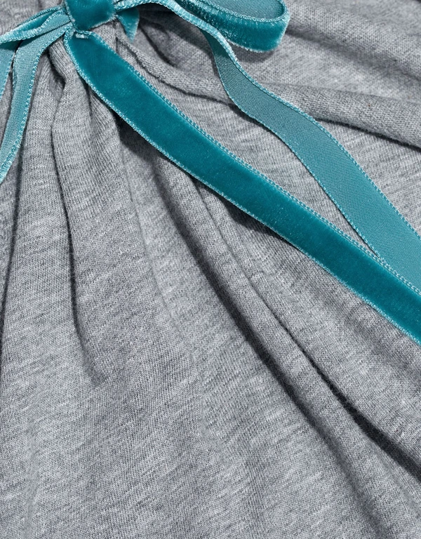 Cut Sleeve Ribbon Detail T-Shirt