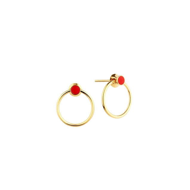 Orbit Infinity Red Dot Earrings 