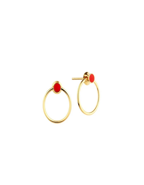 Ruifier Jewelry  Orbit Infinity Red Dot Earrings 