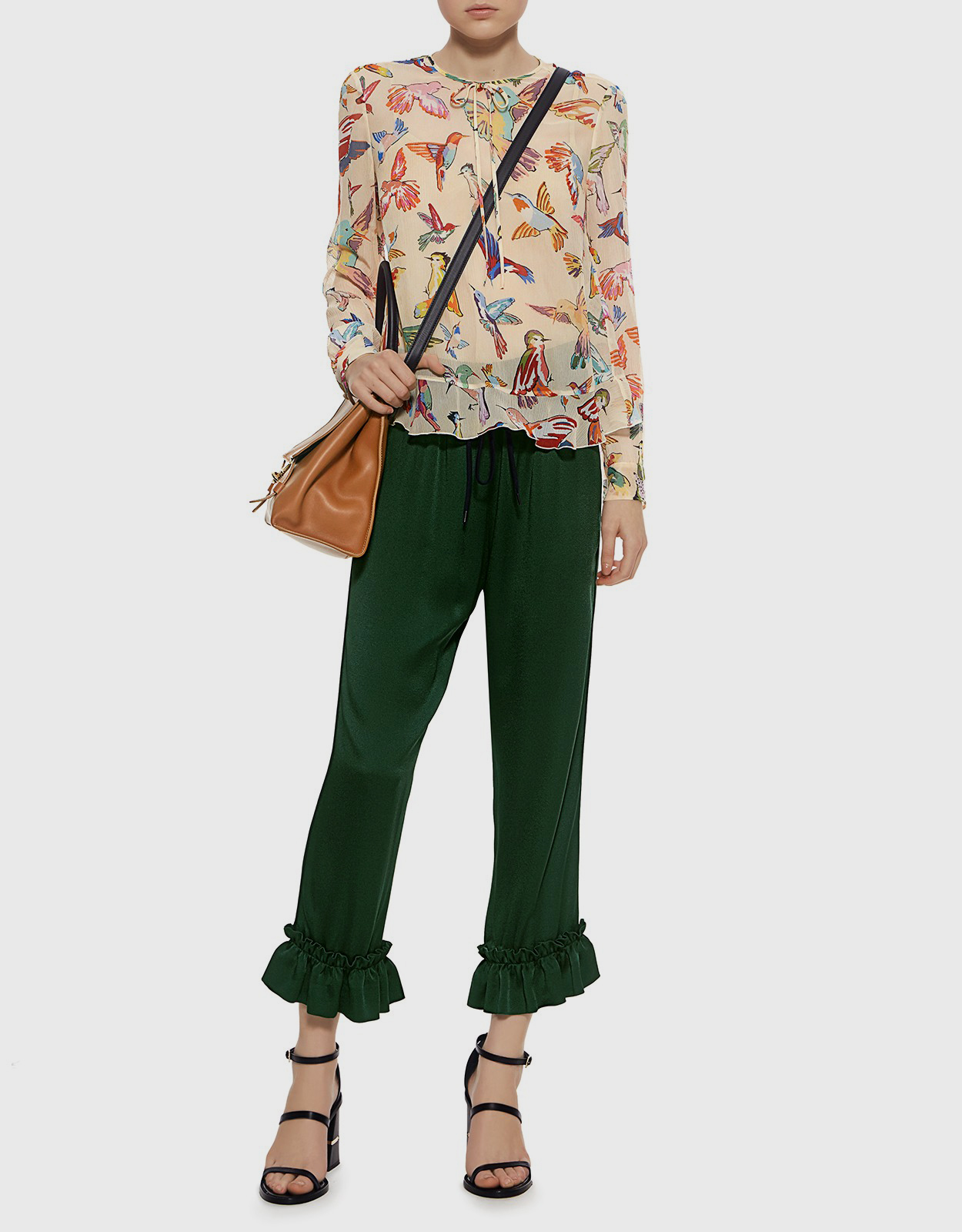 REDValentino Silk Top With Flowers And Stripes Print - Shirt for