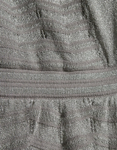 Metallic Zigzag Cut Out Back Knit Dress